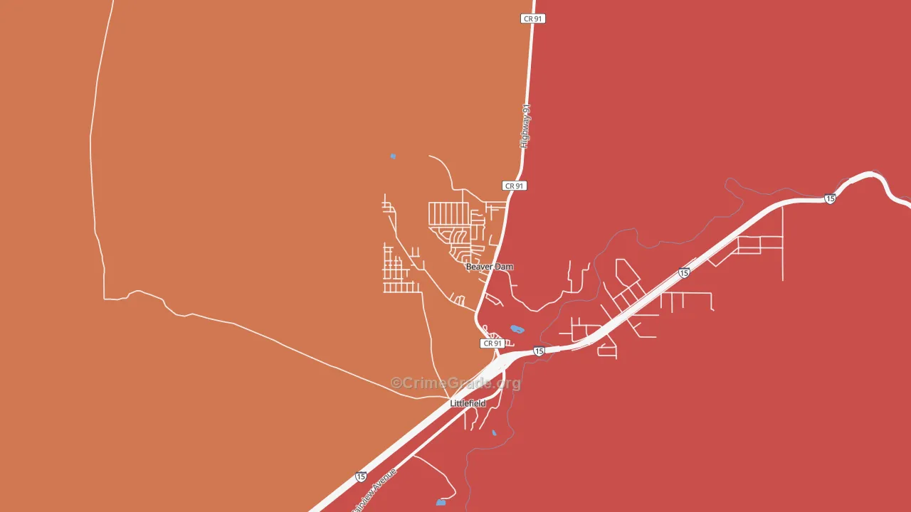 Beaver Dam, AZ Map of Assault Rates