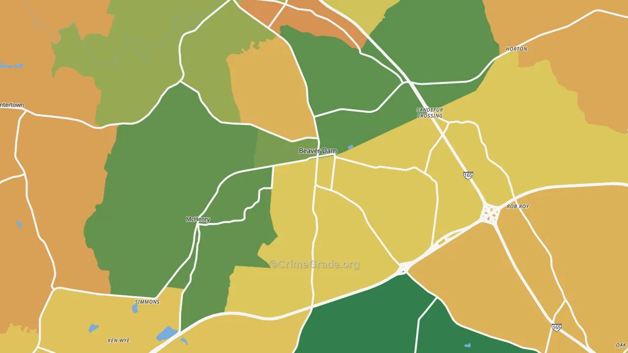 Beaver Dam, KY Map of Assault Rates