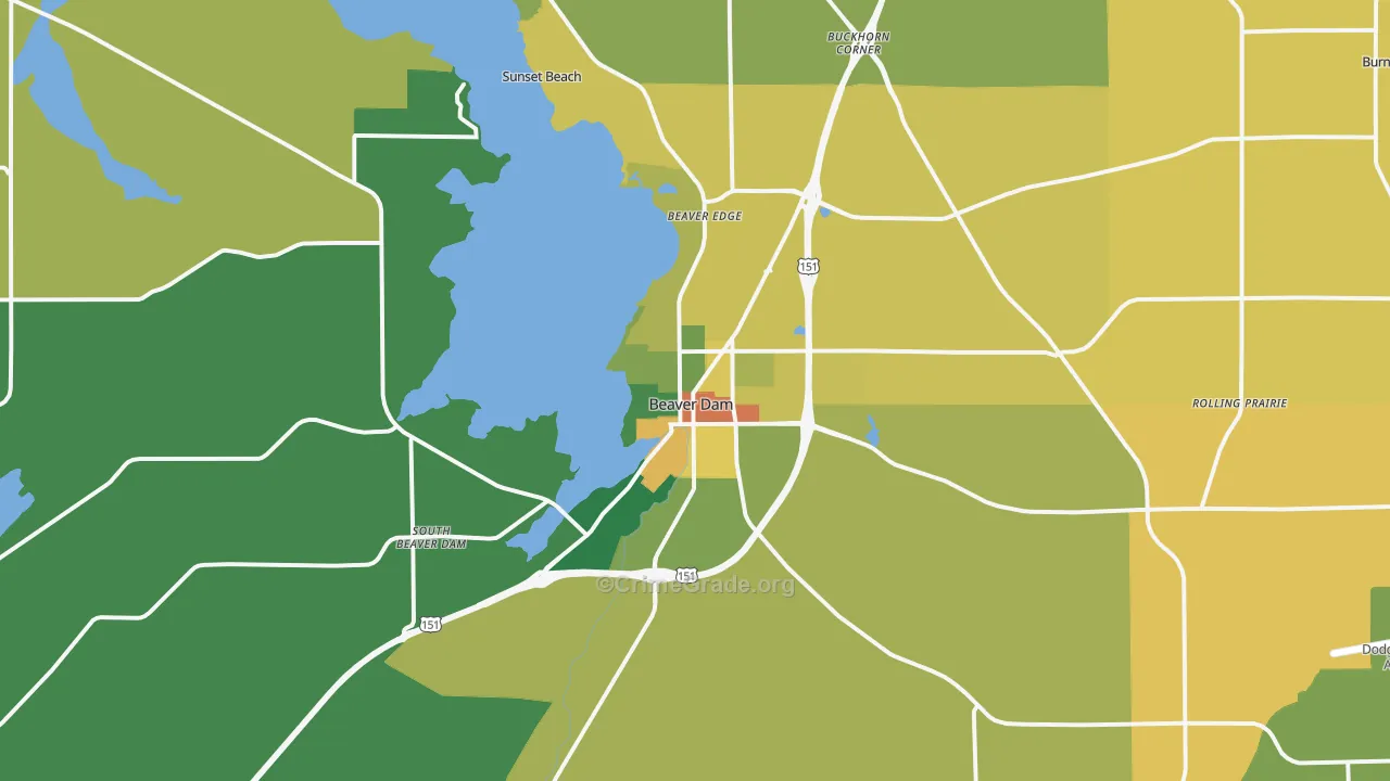 Beaver Dam, WI Map of Assault Rates