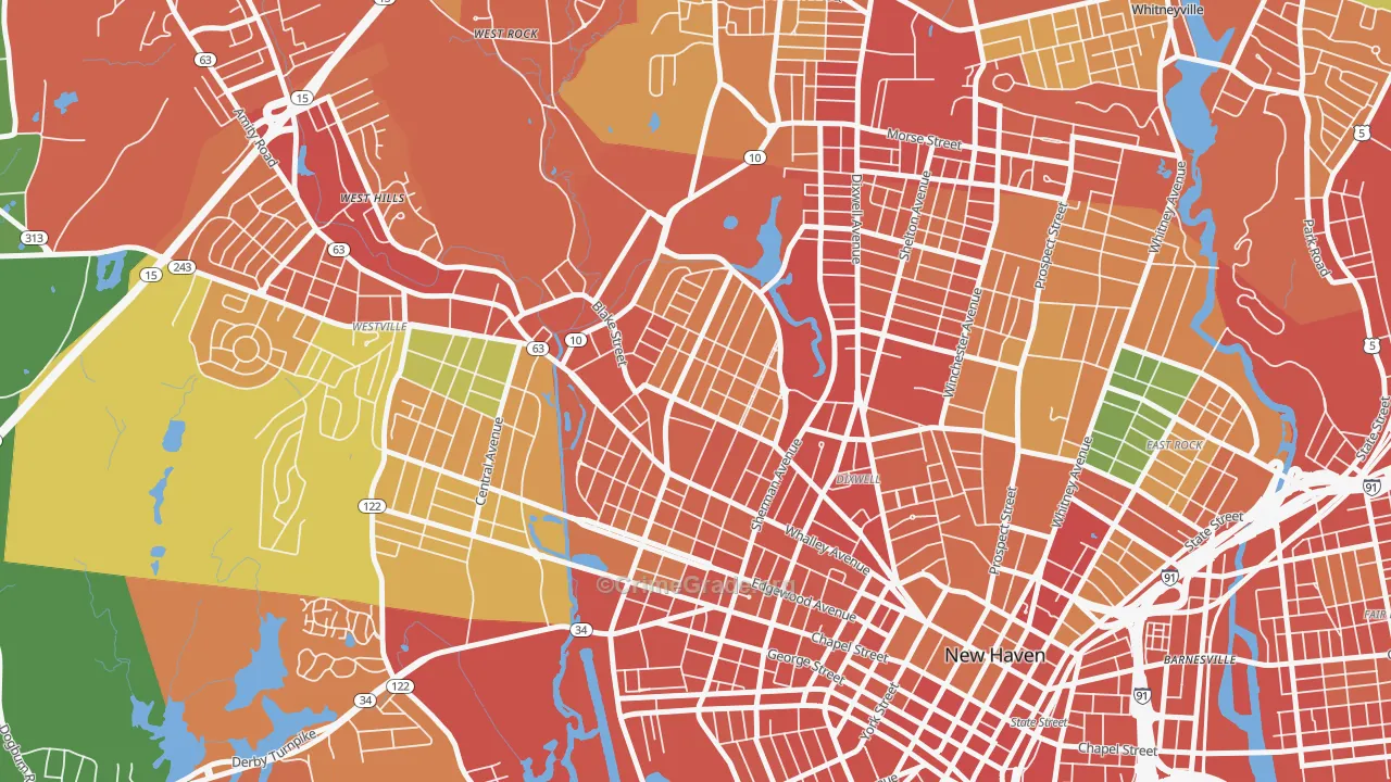 Beaver Hills, New Haven, CT Map of Assault Rates