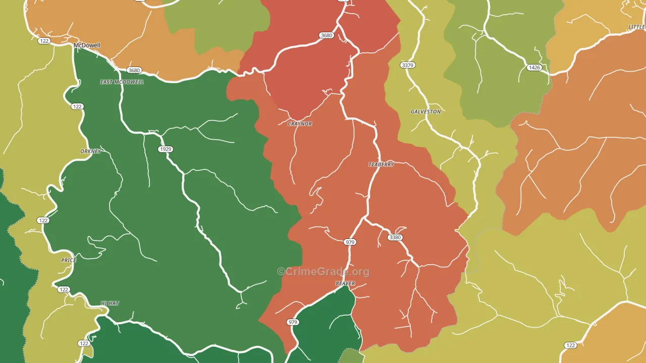 Beaver, KY Map of Assault Rates