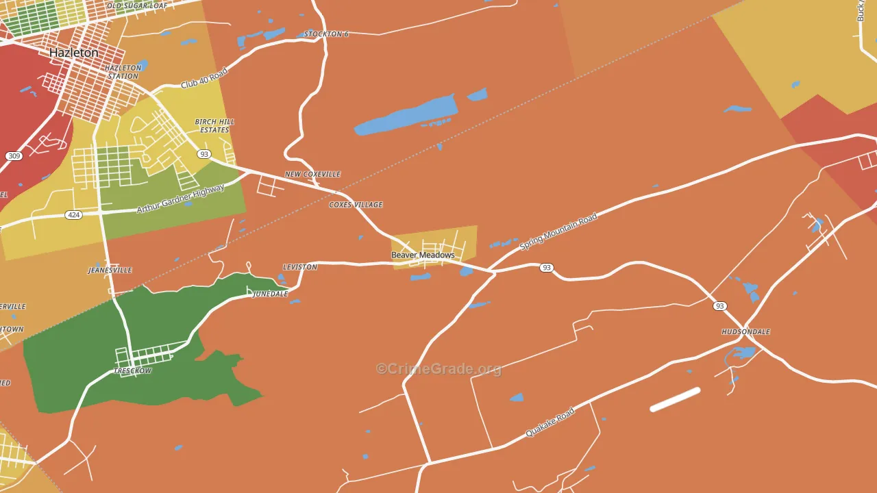 Beaver Meadows, PA Map of Assault Rates