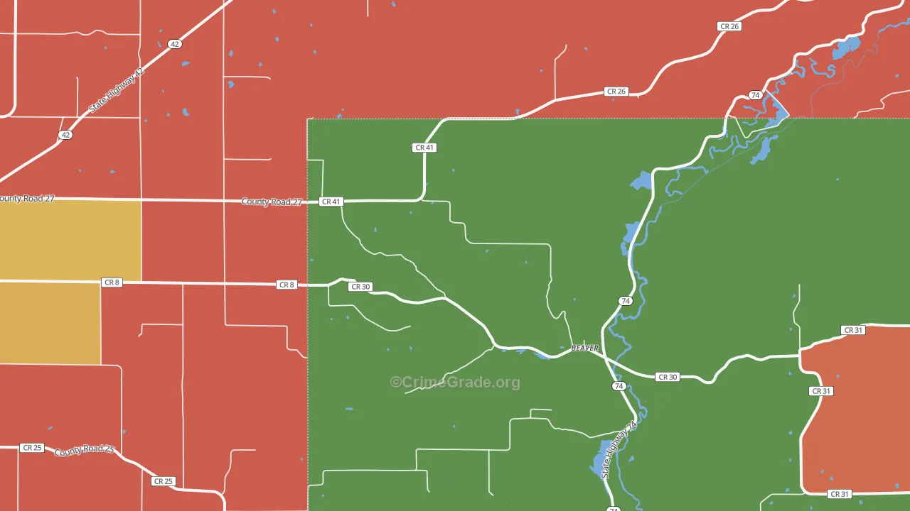 Beaver, MN Map of Assault Rates