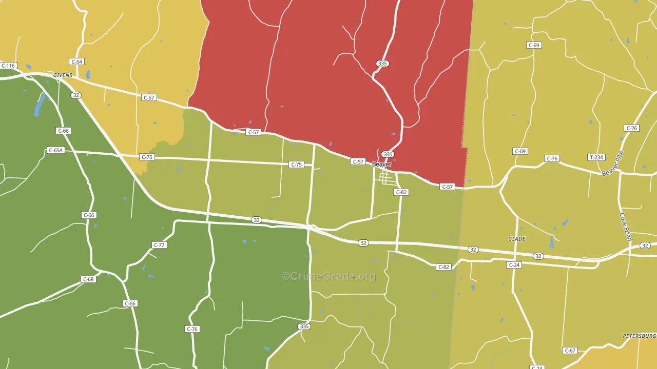 Beaver, OH Map of Assault Rates