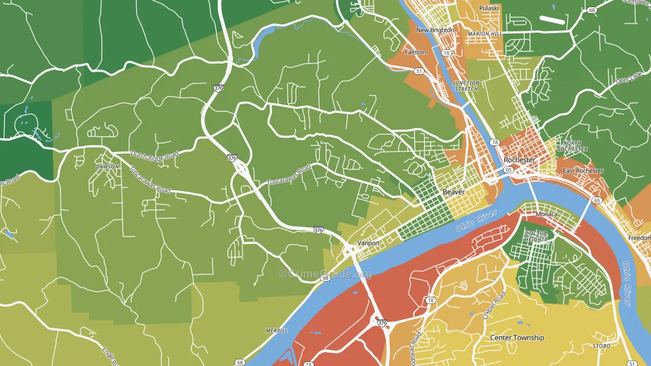 Beaver, PA Map of Assault Rates