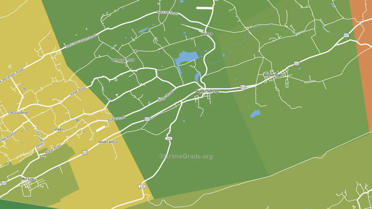 Beaver Springs, PA Map of Assault Rates