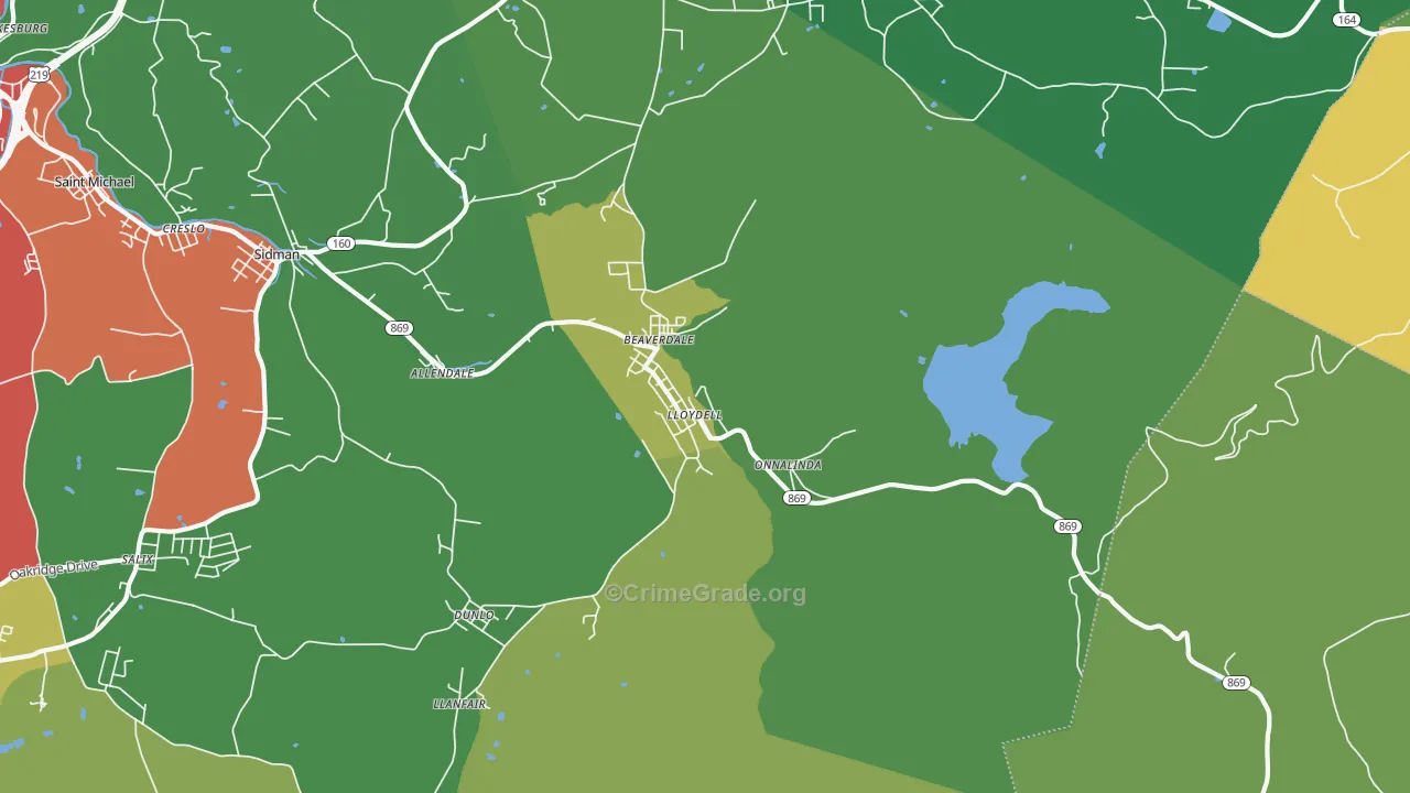 Beaverdale, PA Map of Assault Rates