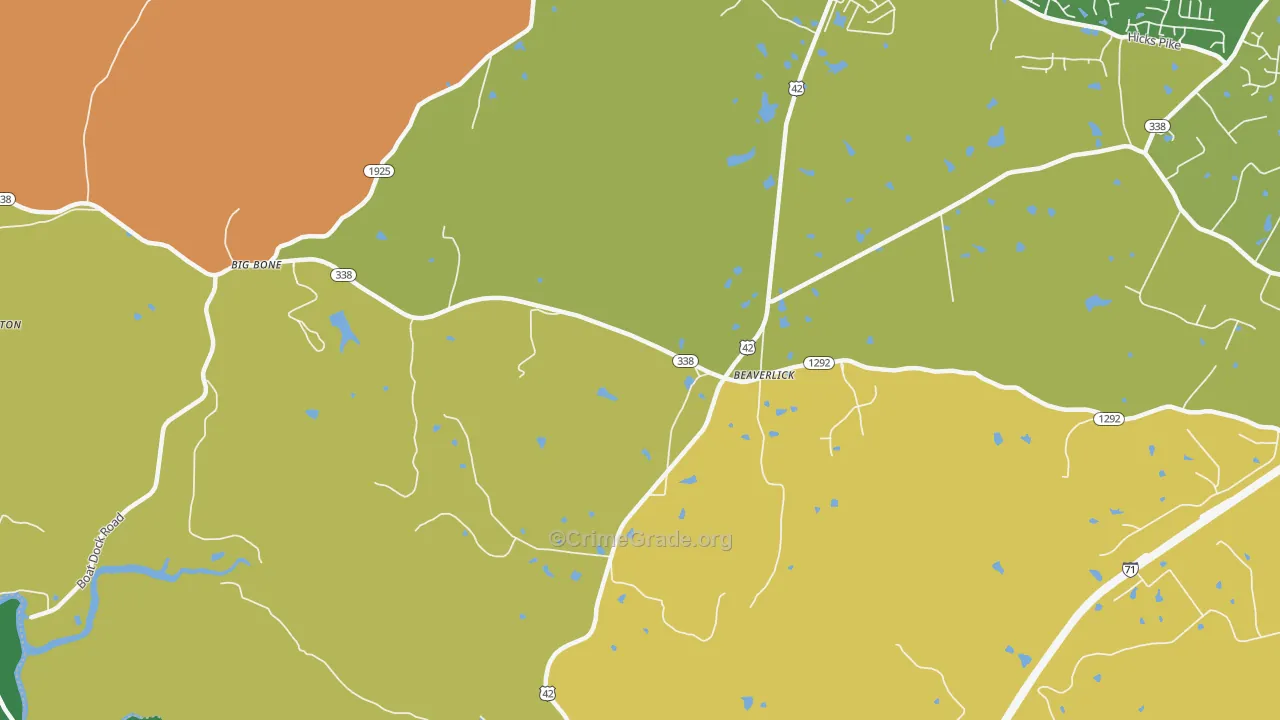 Beaverlick, KY Map of Assault Rates