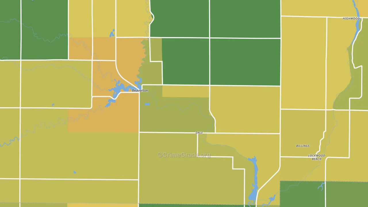Beaverton, MI Map of Assault Rates