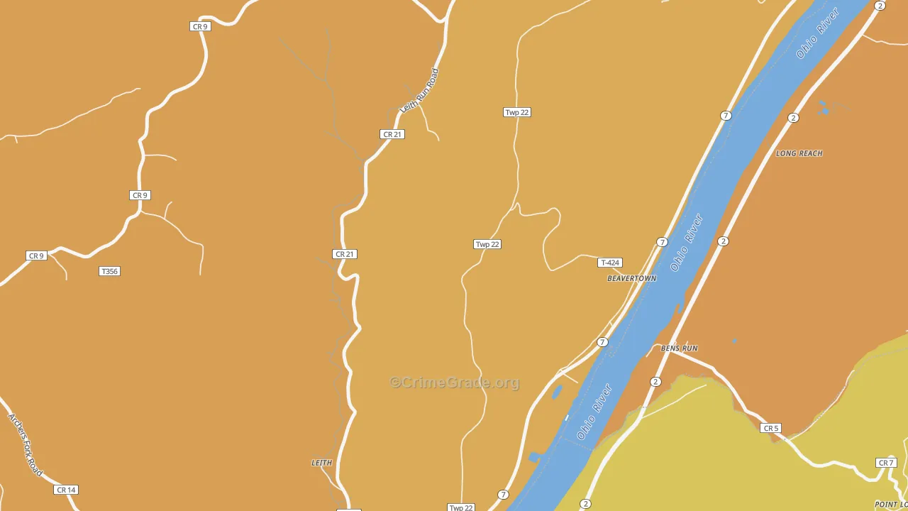 Beavertown, OH Map of Assault Rates