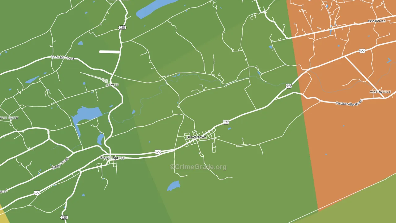 Beavertown, PA Map of Assault Rates