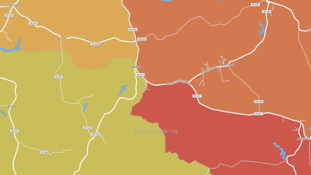 Beazley, VA Map of Assault Rates