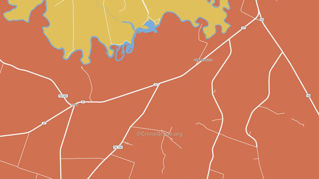 Bebe, TX Map of Assault Rates