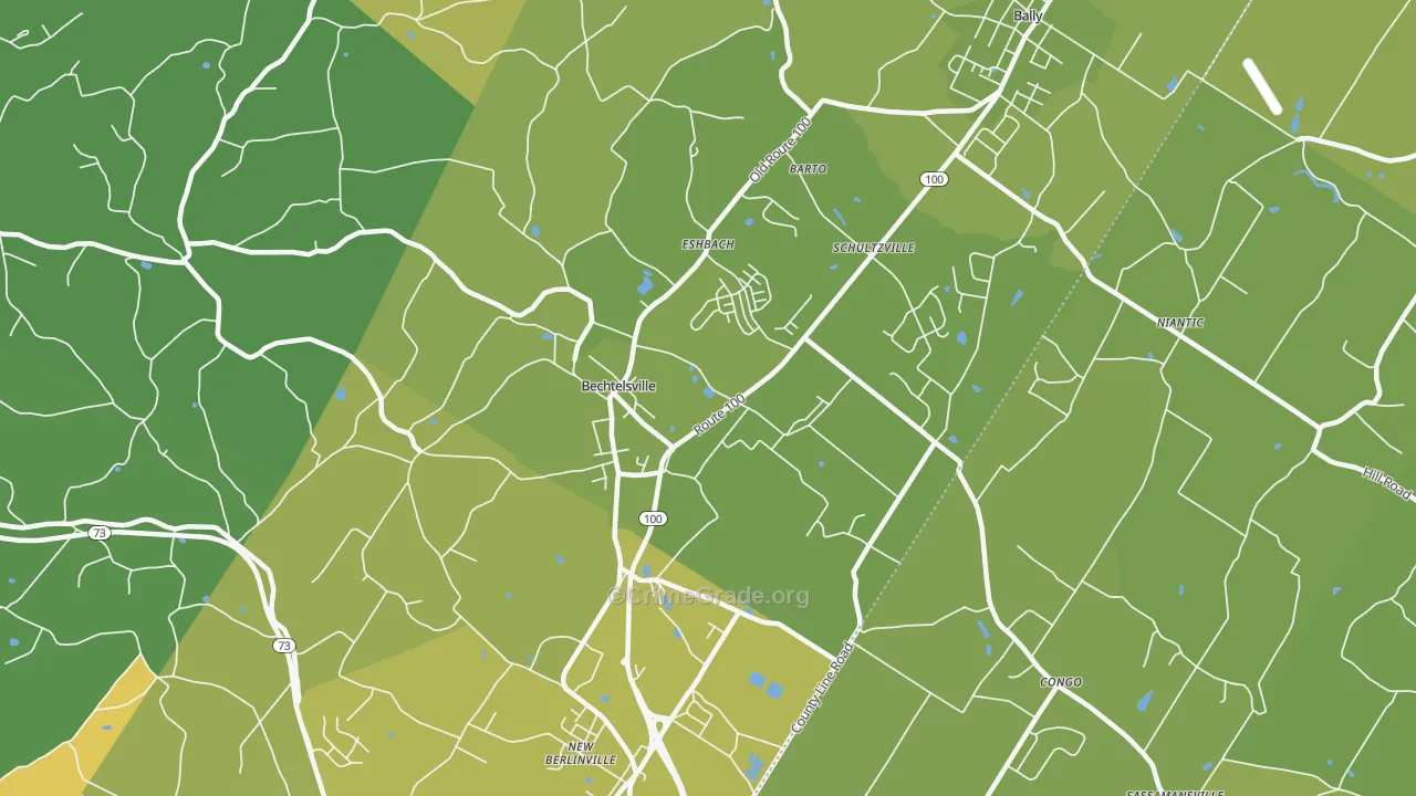 Bechtelsville, PA Map of Assault Rates