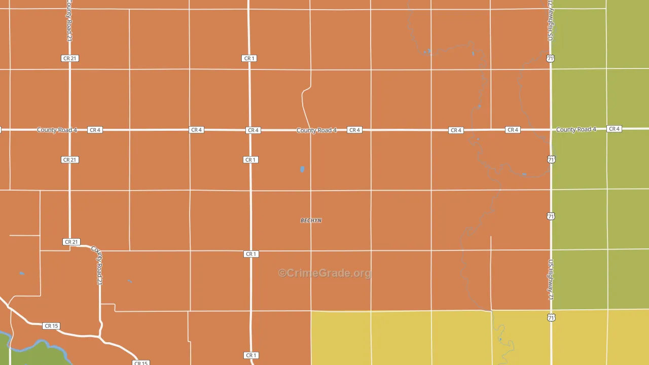 Bechyn, MN Map of Assault Rates