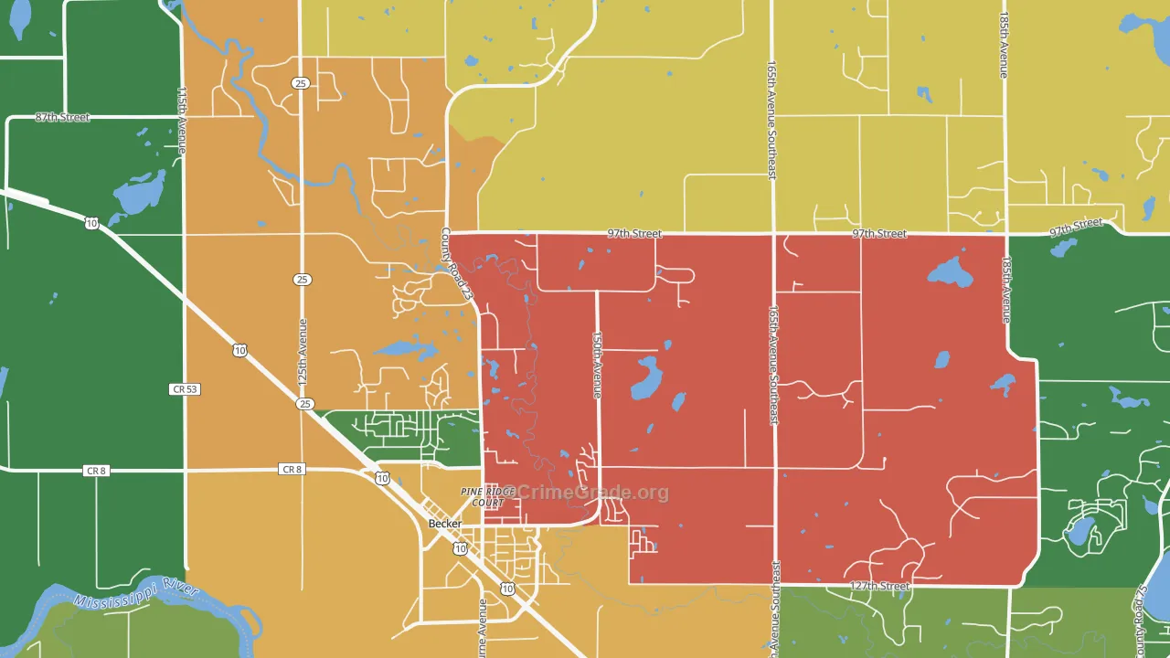 Becker, MN Map of Assault Rates