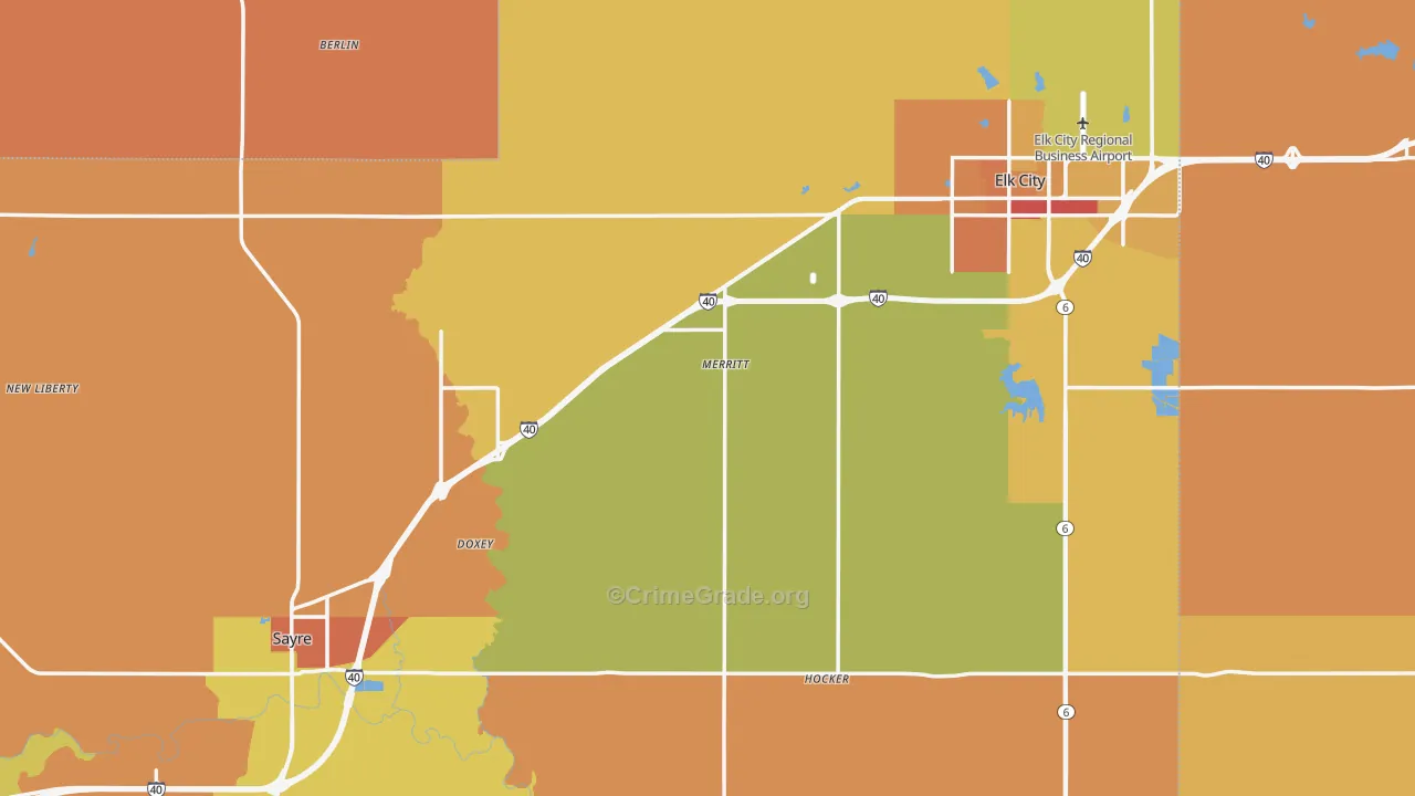 Beckham County, OK Map of Assault Rates