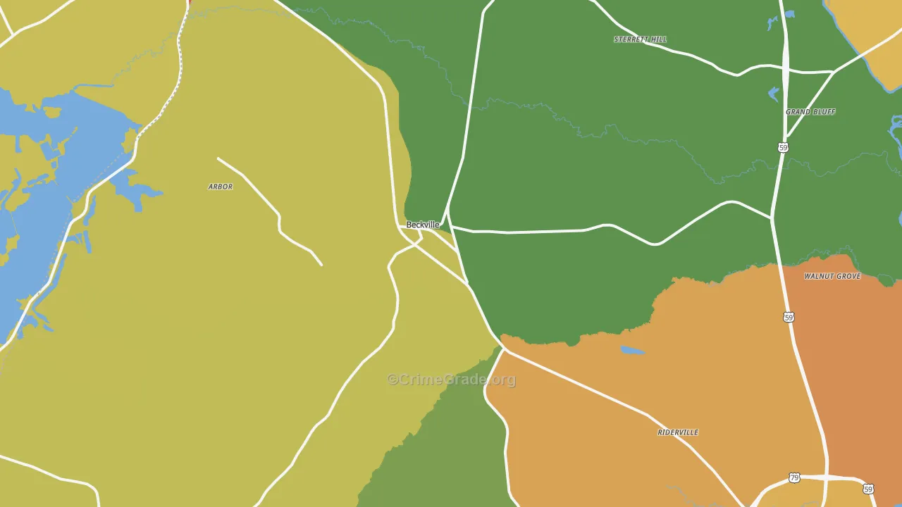 Beckville, TX Map of Assault Rates
