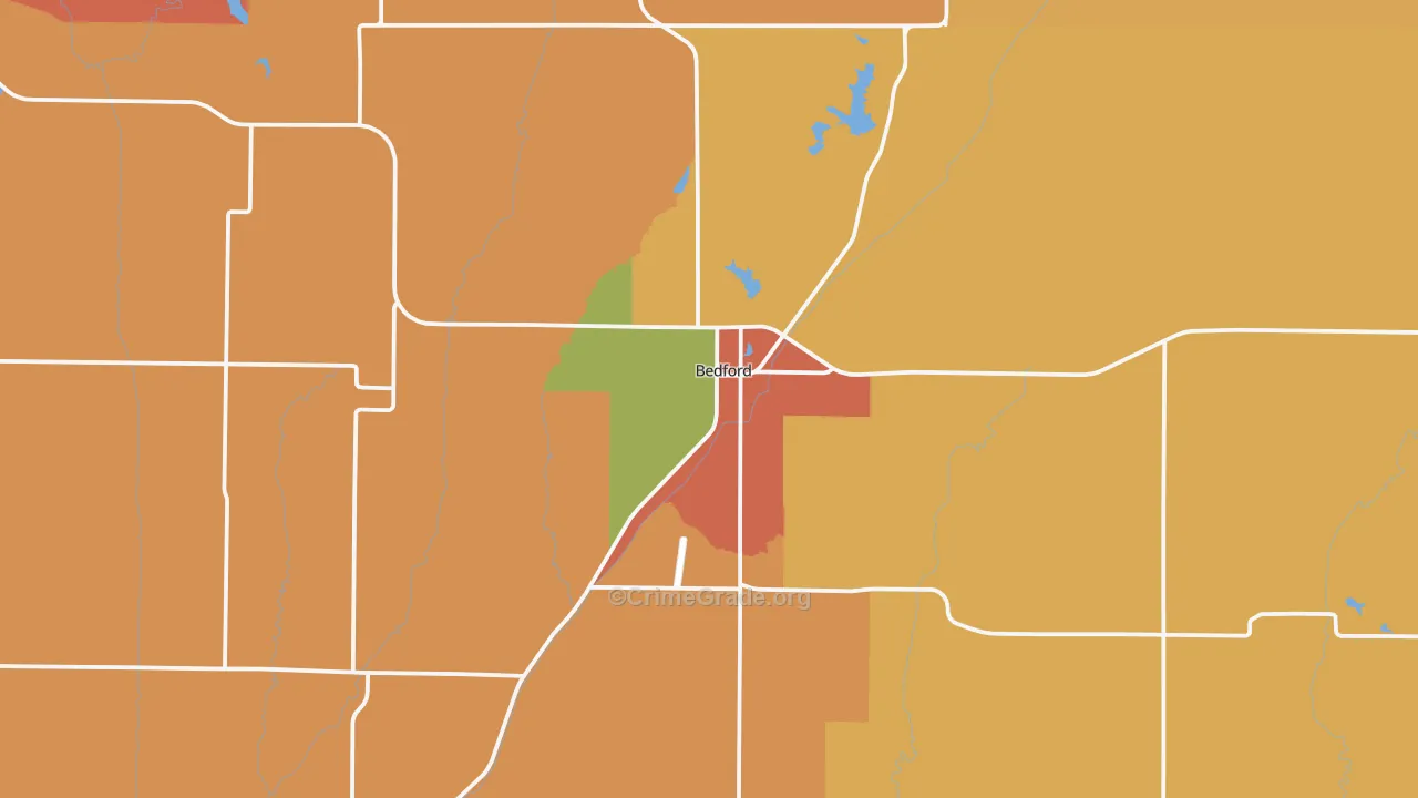Bedford, IA Map of Assault Rates