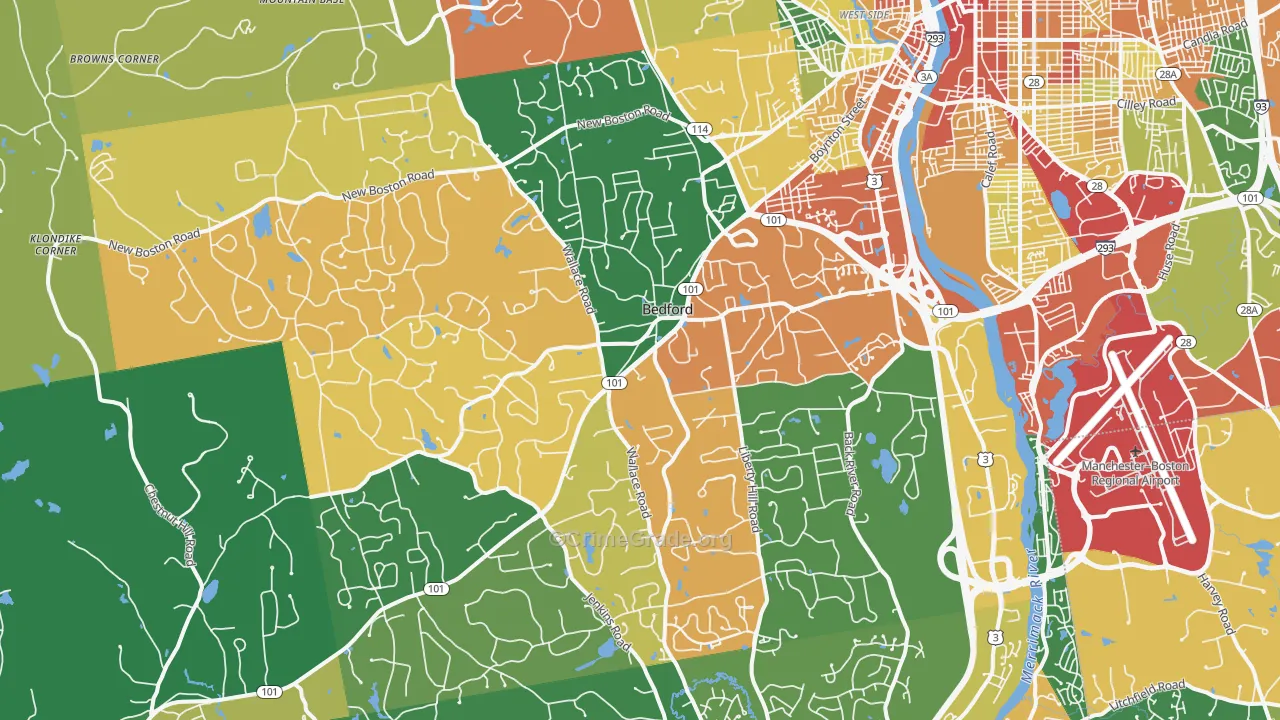 Bedford, NH Map of Assault Rates
