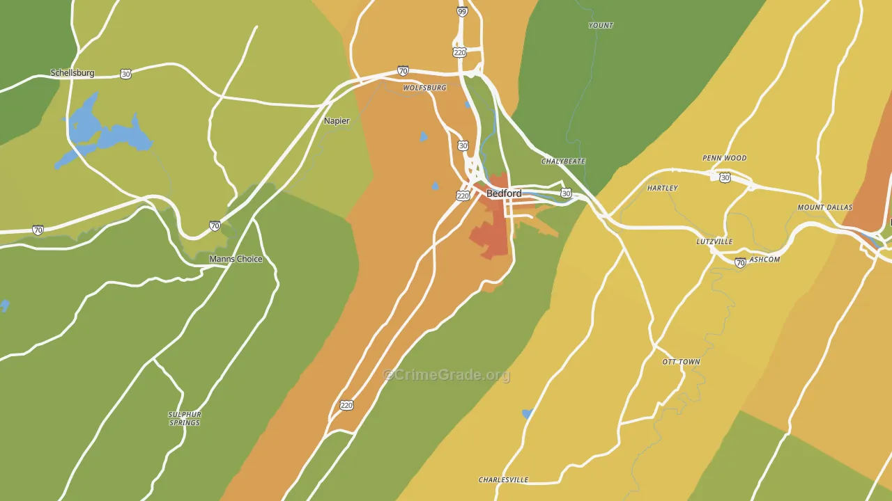 Bedford, PA Map of Assault Rates