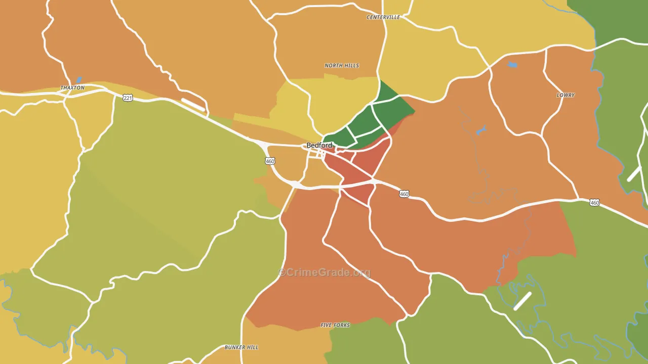 Bedford, VA Map of Assault Rates