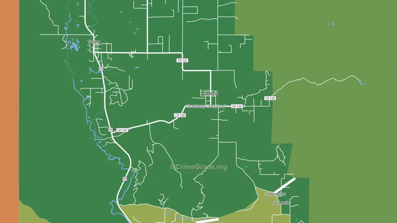 Bedford, WY Map of Assault Rates