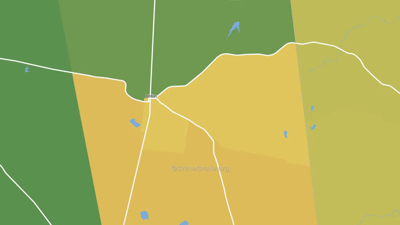 Bedias, TX Map of Assault Rates