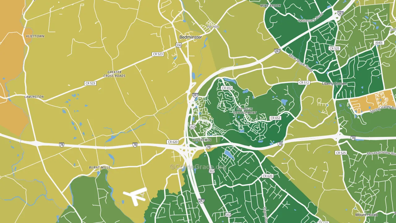 Bedminster, NJ Map of Assault Rates