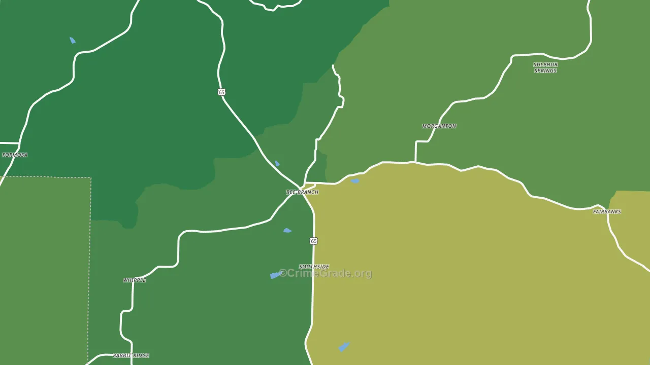 Bee Branch, AR Map of Assault Rates