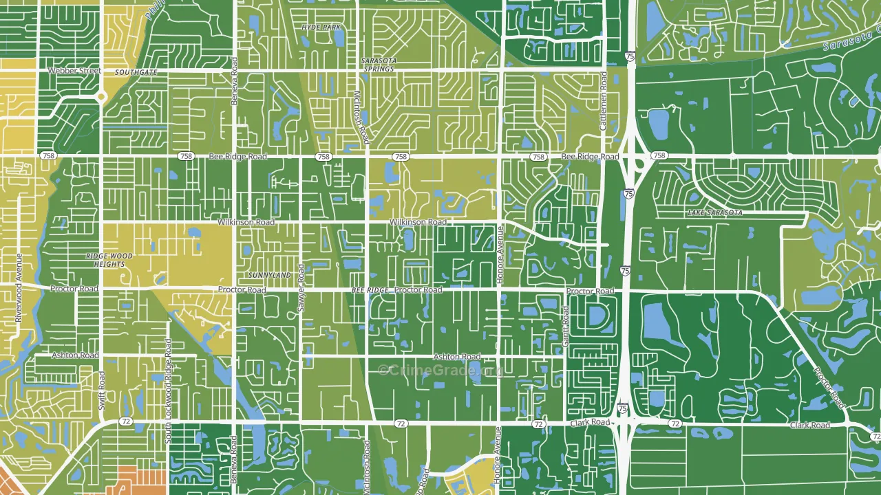 Bee Ridge, FL Map of Assault Rates