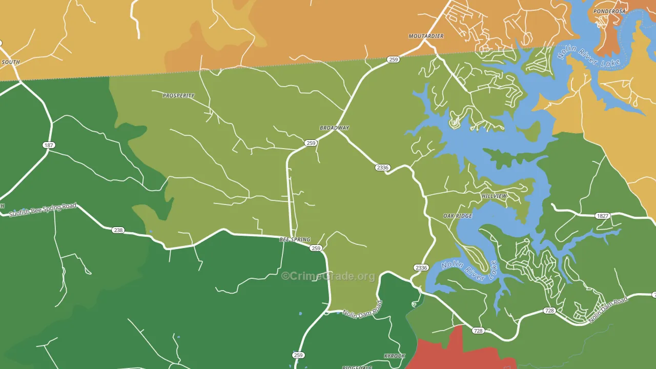 Bee Spring, KY Map of Assault Rates