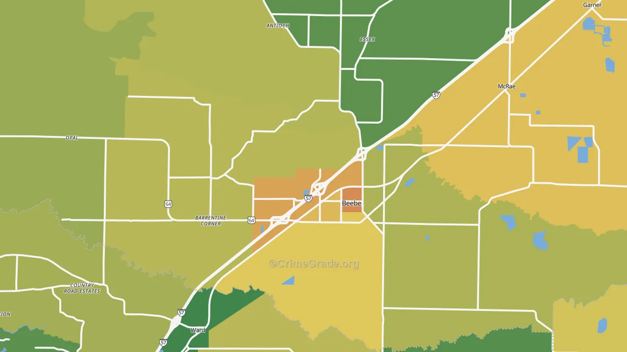 Beebe, AR Map of Assault Rates