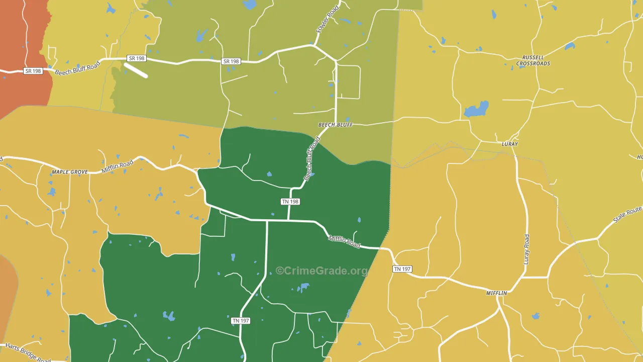 Beech Bluff, TN Map of Assault Rates