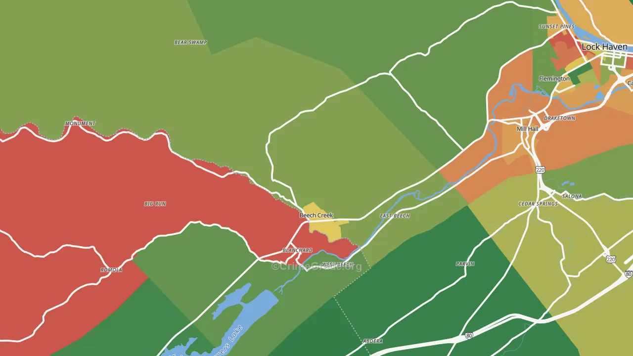 Beech Creek, PA Map of Assault Rates