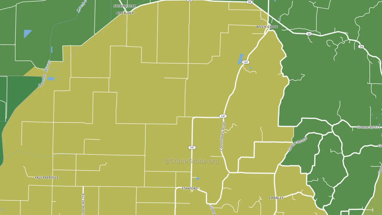 Beech Grove, AR Map of Assault Rates