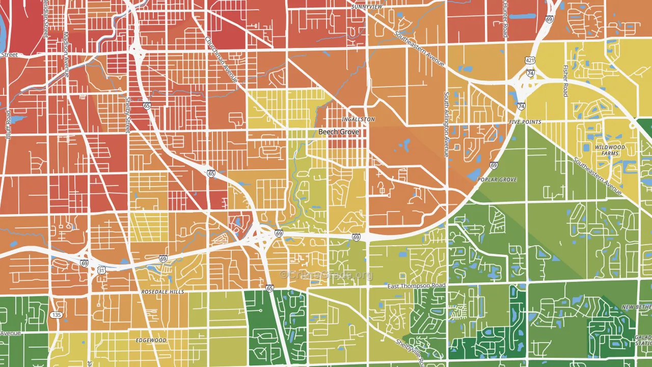 Beech Grove, IN Map of Assault Rates
