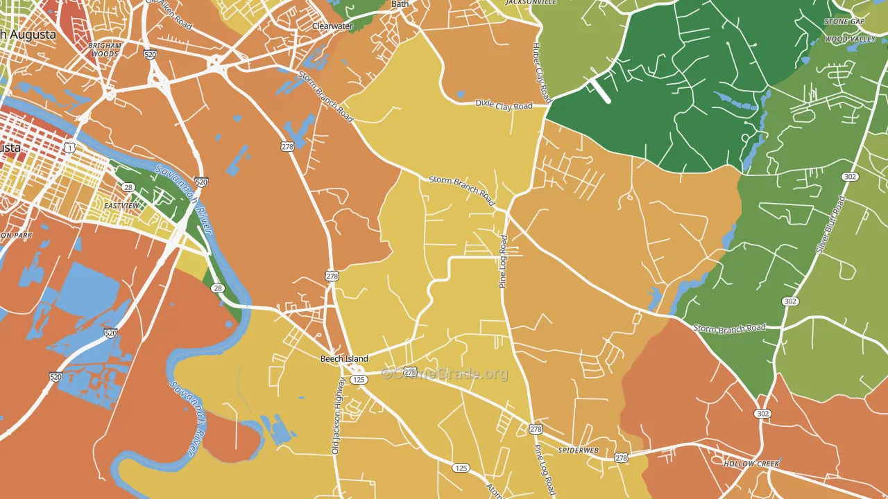 Beech Island, SC Map of Assault Rates