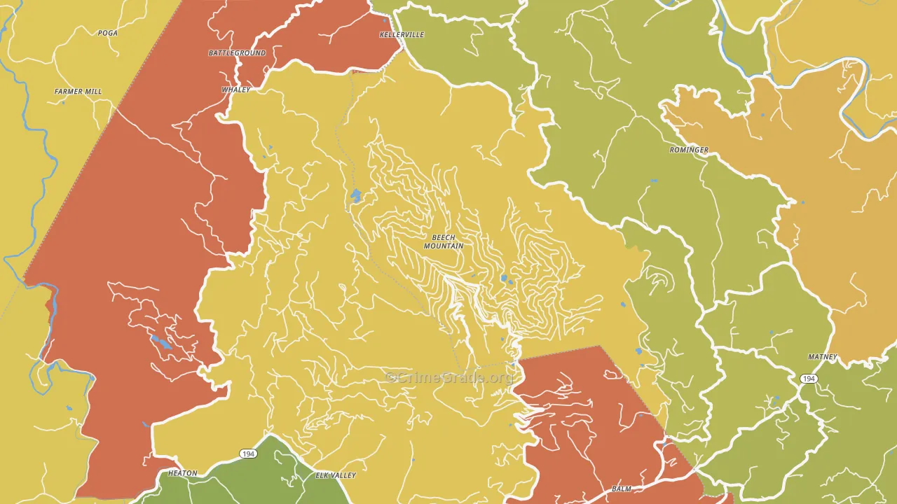 Beech Mountain, NC Map of Assault Rates