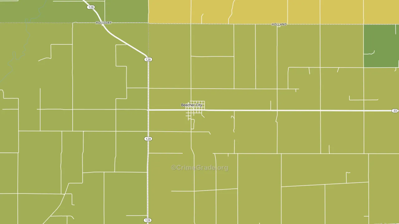 Beecher City, IL Map of Assault Rates