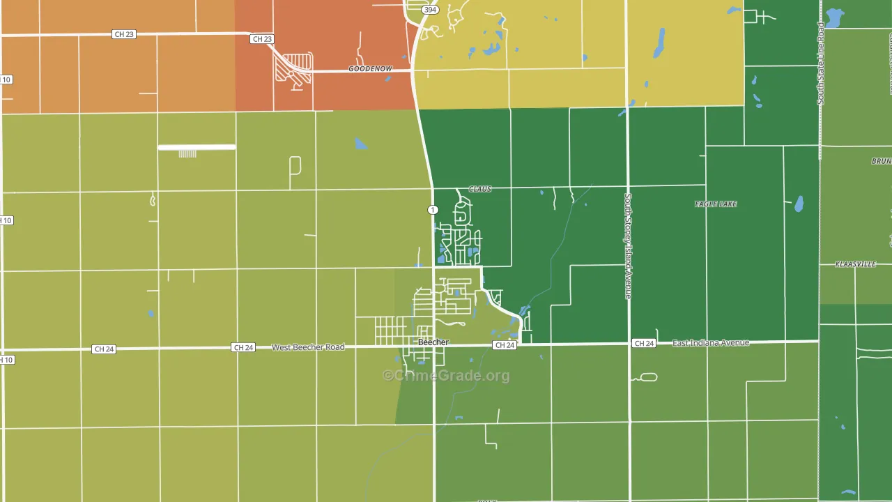 Beecher, IL Map of Assault Rates