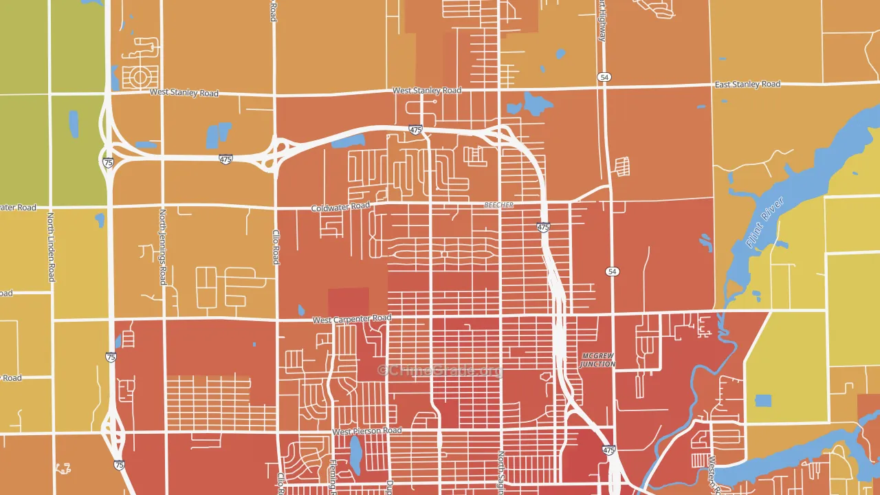 Beecher, MI Map of Assault Rates