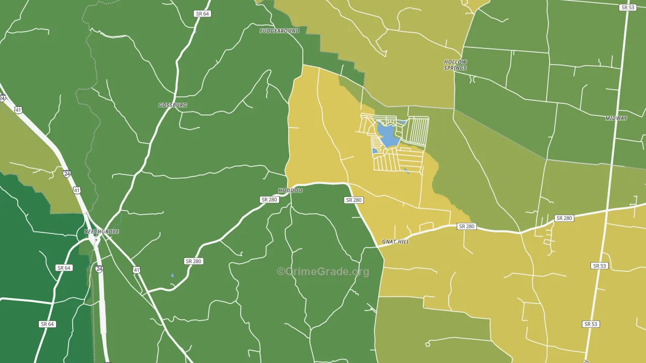 Beechgrove, TN Map of Assault Rates