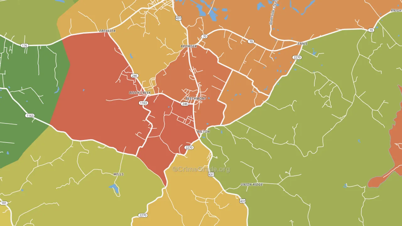 Beechmont, KY Map of Assault Rates