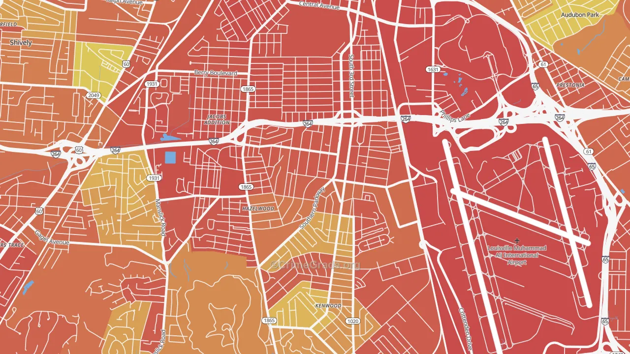 Beechmont, Louisville, KY Map of Assault Rates