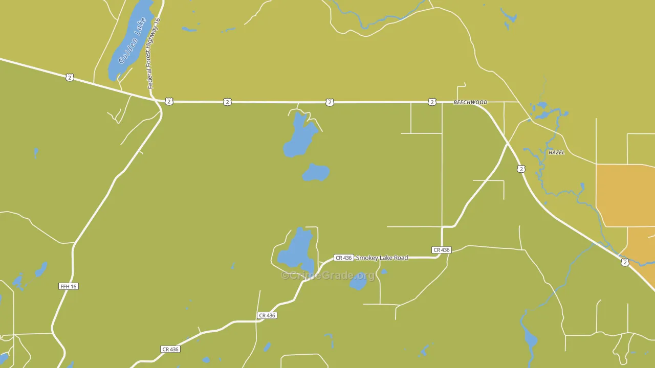 Beechwood, MI Map of Assault Rates
