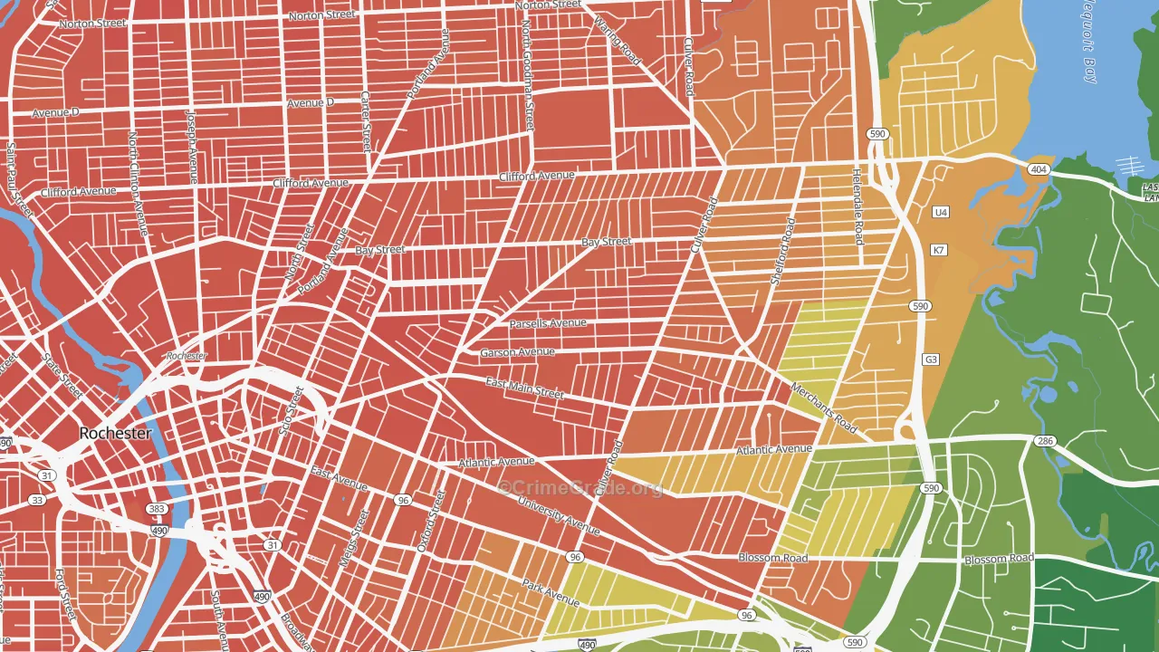 Beechwood, Rochester, NY Map of Assault Rates