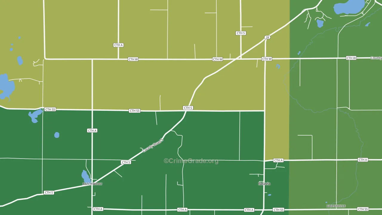 Beechwood, WI Map of Assault Rates