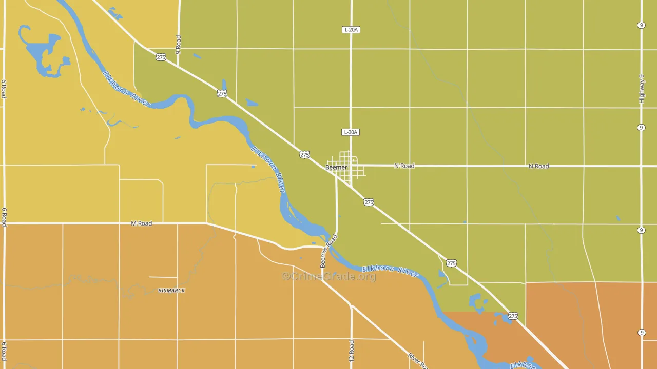Beemer, NE Map of Assault Rates