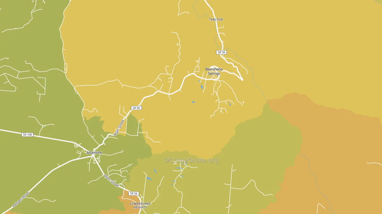 Beersheba Springs, TN Map of Assault Rates